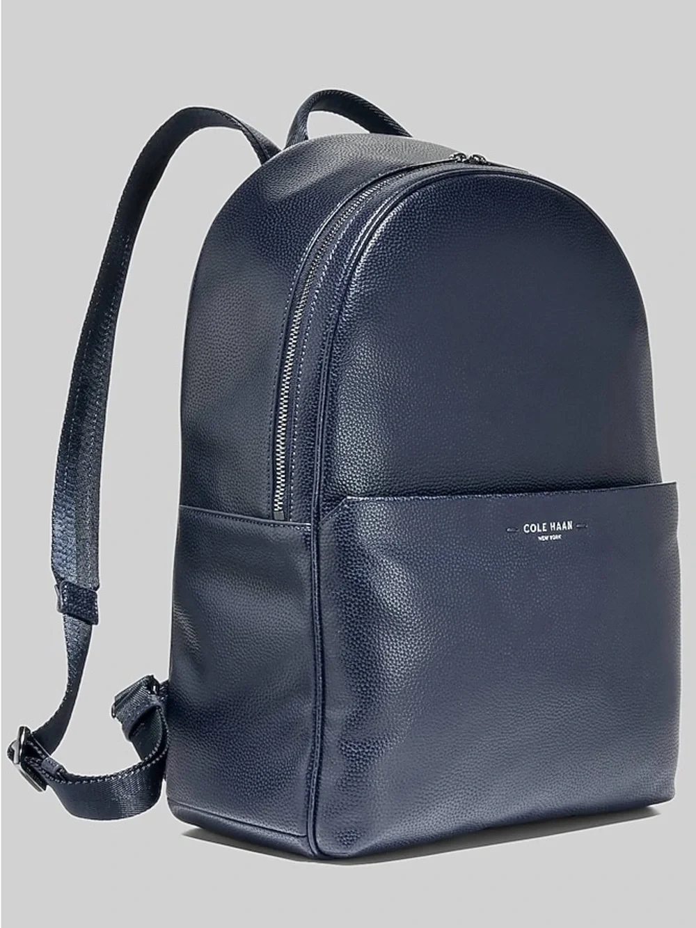 Cole Haan Navy Blue Pebble-Grain Leather Backpack
